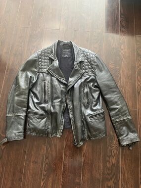 All Saints Black Quilted Leather Biker Jacket